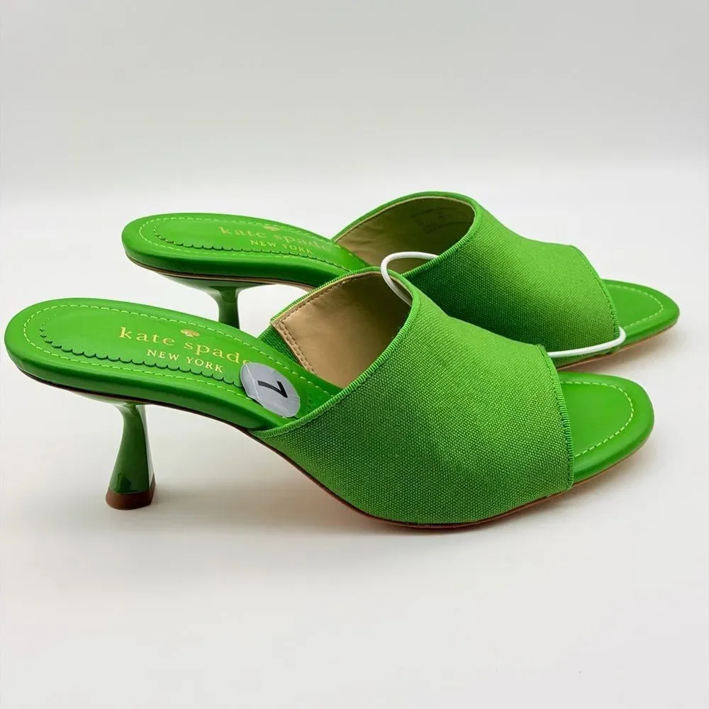 Kate Spade Marigold Kitten Heels Green Mules 7B NWOT